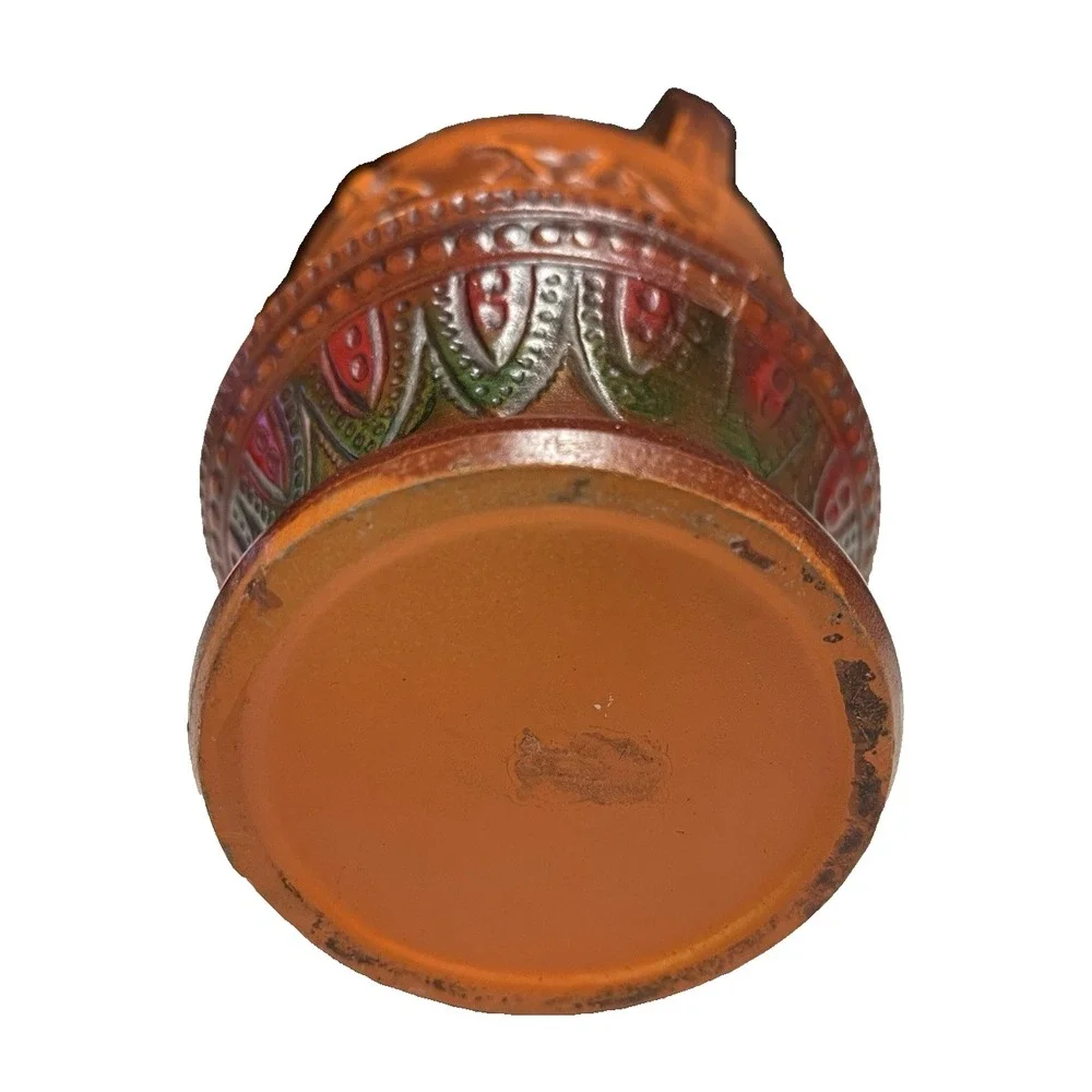 Vintage Norleans Rust Egyptian Design Double Handle Vase Japan Ceramic‎ 7